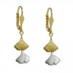 375 Ohrbrisur Gold 9 Karat Ginko Blatt bicolor