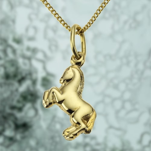 333 Gold Anhänger Pferd mit Panzerkette 38 cm ZEEME SCHMUCK