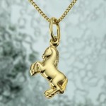 333 Gold Anhänger Pferd mit Panzerkette 38 cm ZEEME SCHMUCK