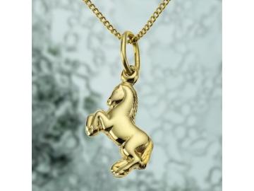 333 Gold Anhänger Pferd mit Panzerkette 38 cm ZEEME SCHMUCK