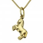 333 Gold Anhänger Pferd mit Panzerkette 38 cm ZEEME SCHMUCK