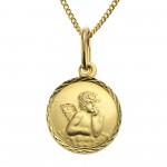 333 Gold Anhänger ZEEme for Kids mit Engelmotiv +Panzerkette 38cm