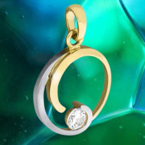 333 Gold Anhänger im Bicolor Look 2,3 cm mit Zirkonia Stein