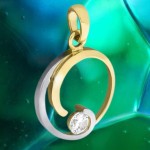 333 Gold Anhänger im Bicolor Look 2,3 cm mit Zirkonia Stein