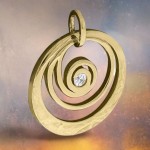 Moderner 333 Gold Anhänger Goldspirale mit Zirkonia Stein 8 Karat