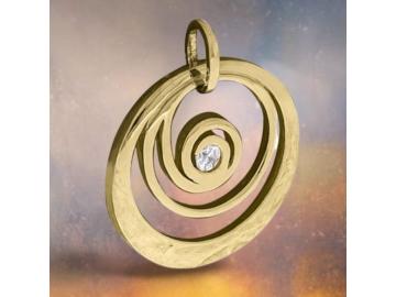 Moderner 333 Gold Anhänger Goldspirale mit Zirkonia Stein 8 Karat