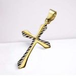 333 Gold Kreuz Anhänger 2,8 cm diamantierte Oberfläche