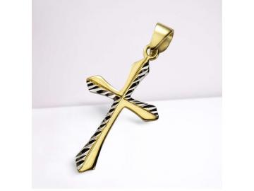 333 Gold Kreuz Anhänger 2,8 cm diamantierte Oberfläche