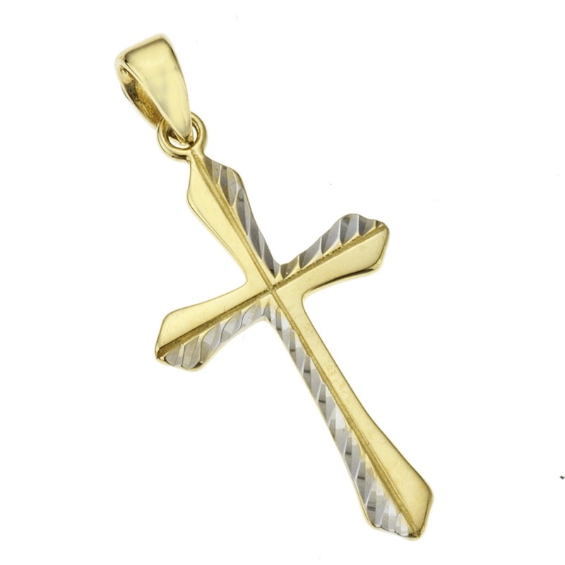 333 Gold Kreuz Anhänger 2,8 cm diamantierte Oberfläche