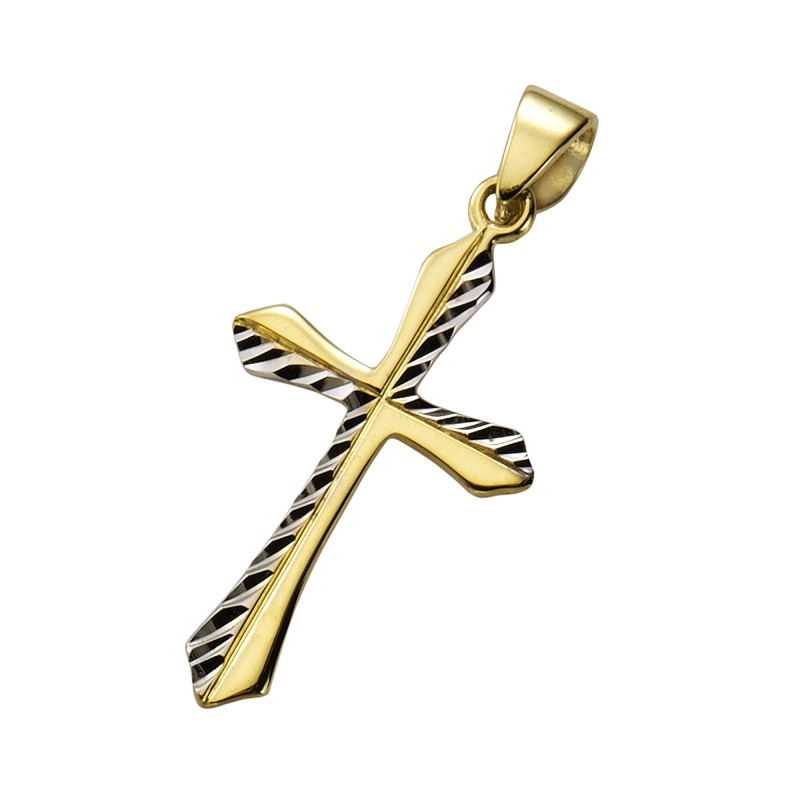 333 Gold Kreuz Anhänger 2,8 cm diamantierte Oberfläche