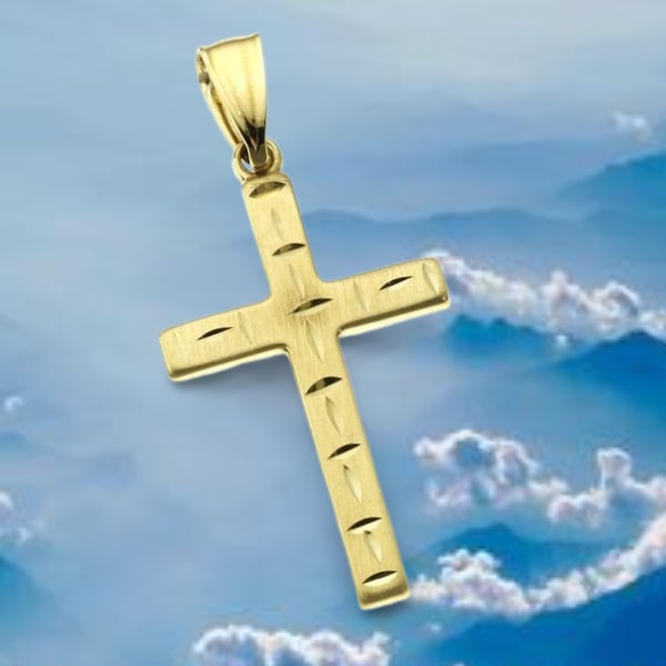 333 Gold Kreuz mit edlem Diamant-Schliff 3,2 cm länge 8 Karat