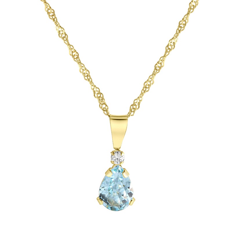 375 Gold Halskette 9 Karat mit einem wunderschönen Blautopas