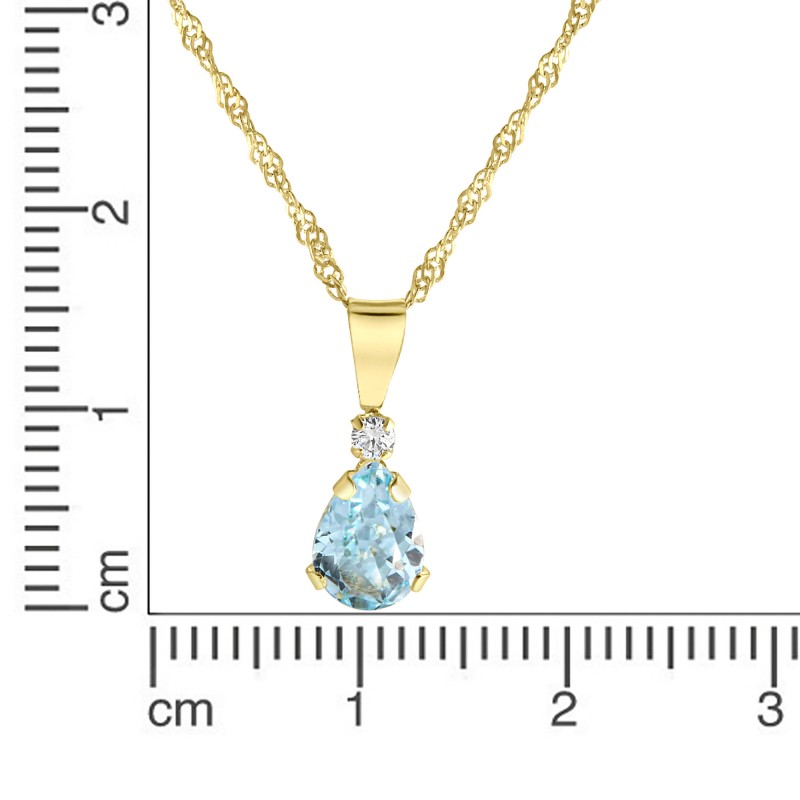 375 Gold Halskette 9 Karat mit einem wunderschönen Blautopas