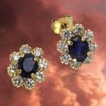 333 Gold Ohrstecker mit nachtblauen Saphir Steinen