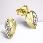 333 Gold Ohrstecker mit Zirkonia 0,9 cm oval