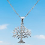 925 Silber Anhänger wunderschöner Baum mit Kette 40 cm länge