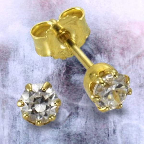 Klassische 333 Gold Ohrstecker mit Zirkonias 3,5mm