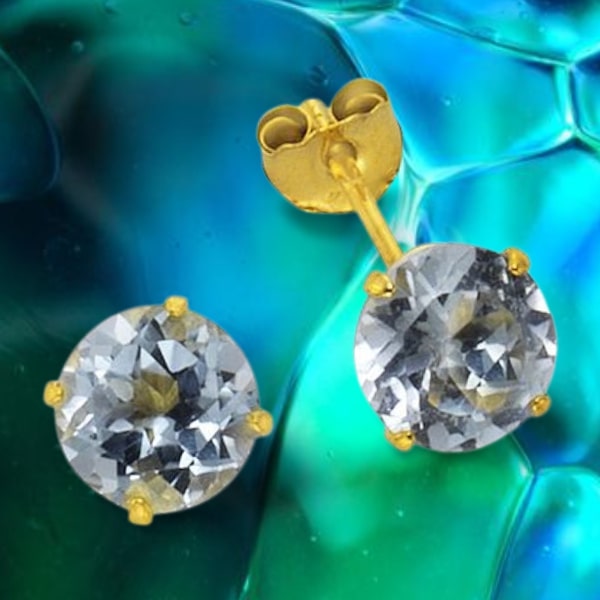 333 Gold Ohrstecker mit einem schönen Blautopas 0,5 cm