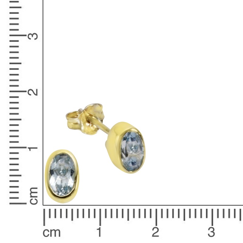 333 Gold Ohrstecker mit je einem Blautopas Stein