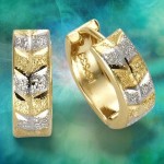 Edle 333 Gelbgold Creolen im modernen bicolor Design diamantiert