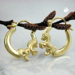 375 Gold Creolen mit Pferd glänzend 9 Karat