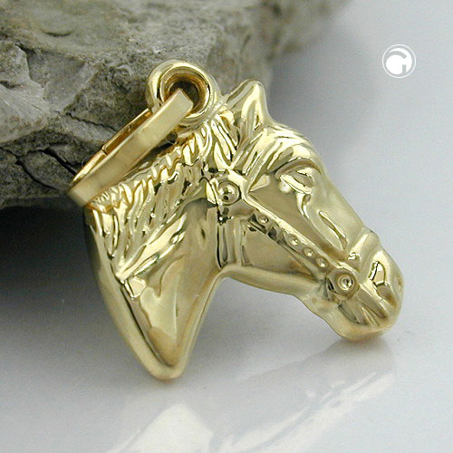 375 Gold Anhänger 12x12mm Pferdekopf glänzend 9Kt