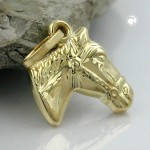375 Gold Anhänger 12x12mm Pferdekopf glänzend 9Kt