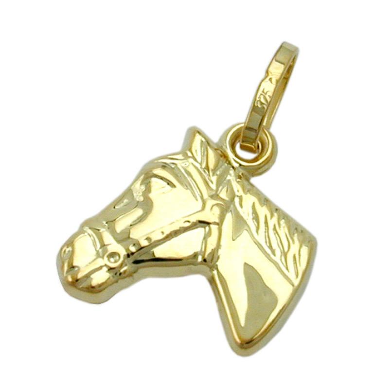 375 Gold Anhänger 12x12mm Pferdekopf glänzend 9Kt