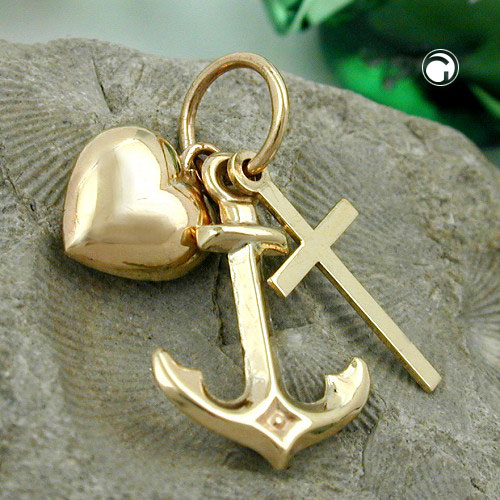 Glaube Liebe Hoffnung Gold Anhänger aus 375 Gelbgold
