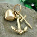 Glaube Liebe Hoffnung Gold Anhänger aus 375 Gelbgold