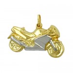 375 Gold Anhänger Motorrad bicolor 9 Karat 28mm