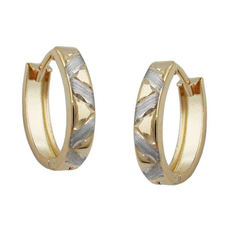 Creolen diamantiert bicolor 375 Gelbgold 9 Karat