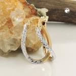 375 Creolen Gold  9 Kt bicolor 17x1 mm diamantiert