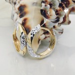 375 Gold Creolen mit Klappscharnier bicolor diamantiert