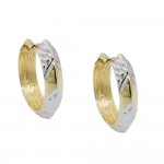 375 Gold Creolen mit Klappscharnier bicolor diamantiert