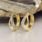 375 Gold Creolen mit Zirkonias Tropfenform mit Klappscharnier