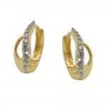 375 Gold Creolen mit Zirkonias Tropfenform mit Klappscharnier