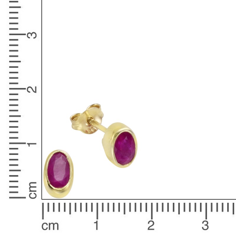 375 Gold Ohrstecker mit leuchtend roten Rubin Steinen