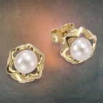 Ohrstecker aus 333 Gelbgold mit Süsswasser Zuchtperlen 0,8 cm