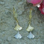 375 Ohrbrisur Gold 9 Karat Ginko Blatt bicolor