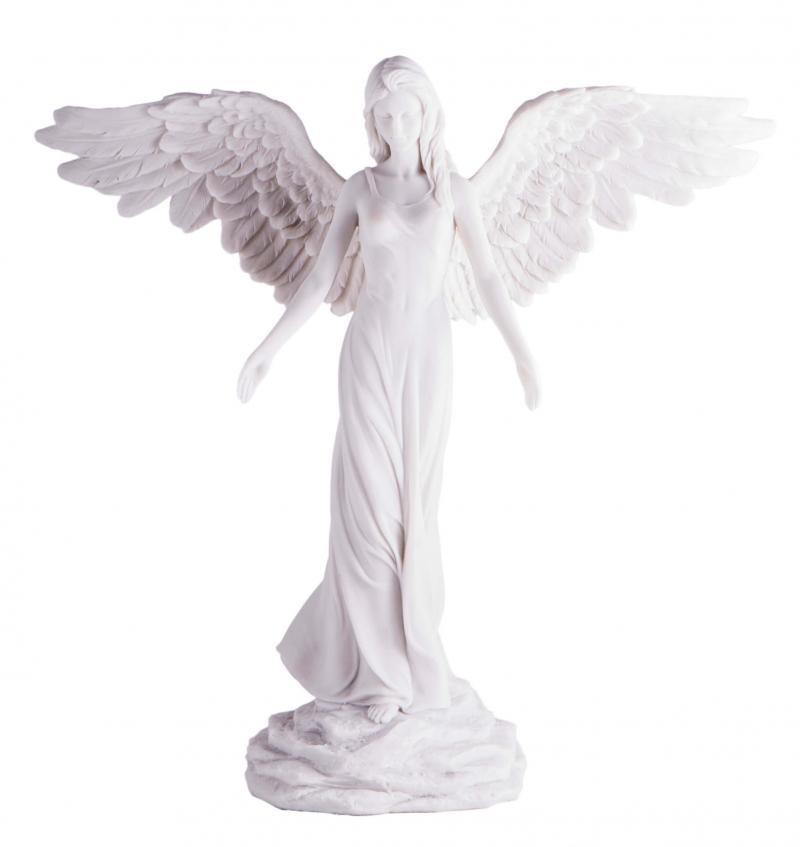 Engel des Friedens mit Flügel in weiß, Kunstharz, 30 cm