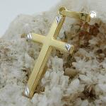 Kreuz Anhänger aus 375 Gold bicolor matt 22 x 13 mm