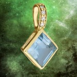 585 Gold Anhänger mit Diamanten im modischem Design mit Blautopas