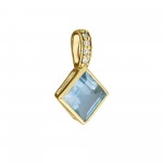 585 Gold Anhänger mit Diamanten im modischem Design mit Blautopas