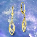 Ohrhänger 375 Gelbgold mit 40 Zirkonias 3.6 cm länge 9 Karat