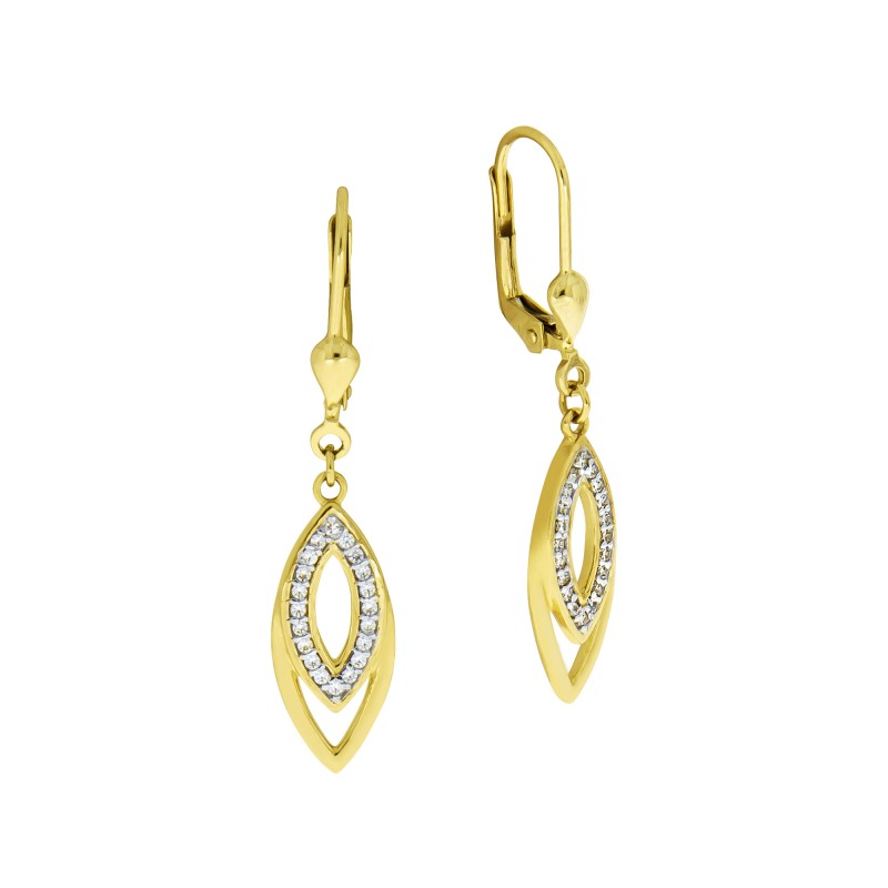 Ohrhänger 375 Gelbgold mit 40 Zirkonias 3.6 cm länge 9 Karat