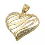 Herz aus 375 Gold mit Zirkonia Steinen 9 Karat