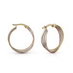 verspielte Creolen 585 Gold tricolor Design 2 cm