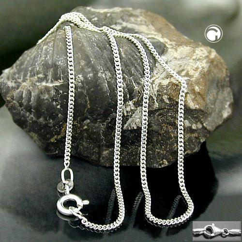 925 Sterling Silberkette Flachpanzer zweifach Diamantiert 40 cm
