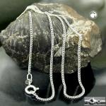 925 Sterling Silberkette Flachpanzer zweifach Diamantiert 40 cm